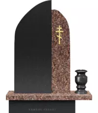 Памятник с сочетанием черного и красного гранита с крестом