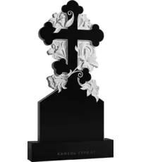 Крест, увитый лилиями - резной вертикальный памятник
