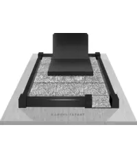 Мемориальный комплекс из черного гранита с мощением светлой гранитной плиткой 