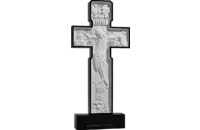 Памятник из чёрного гранита Крест с распятием резной
