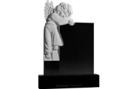Памятник из чёрного гранита Ангелок резной