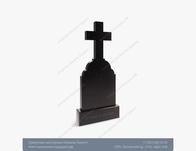 Памятник из чёрного гранита Крест 8 - фото 2